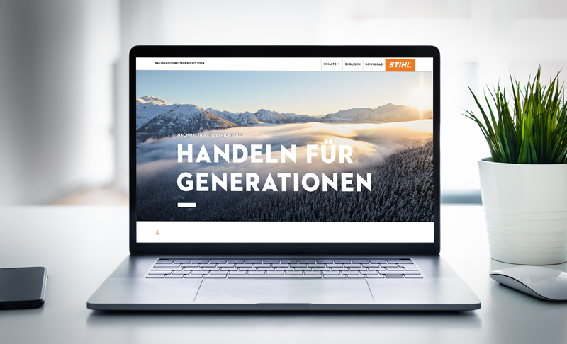 Der STIHL Nachhaltigkeitsbericht 2024 stellt die Maßnahmen und Fortschritte in den Fokusfeldern Ökosysteme, Kreisläufe und Soziales im vergangenen Jahr dar. Bild: STIHL